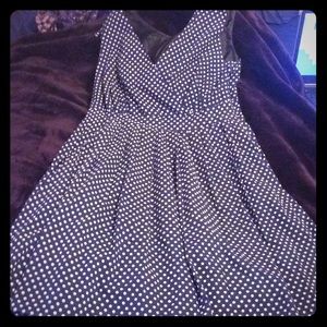 Retro navy blue polka dot dress